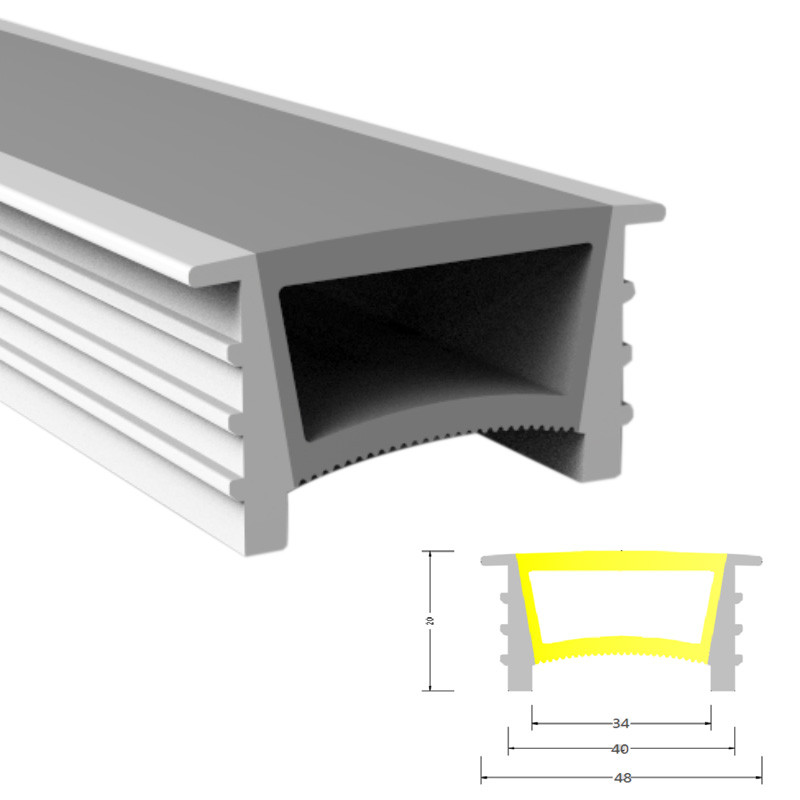 Flanged 40mm Light Line Flex LED Strip Diffuser Silicone Cover, Inner 34mm